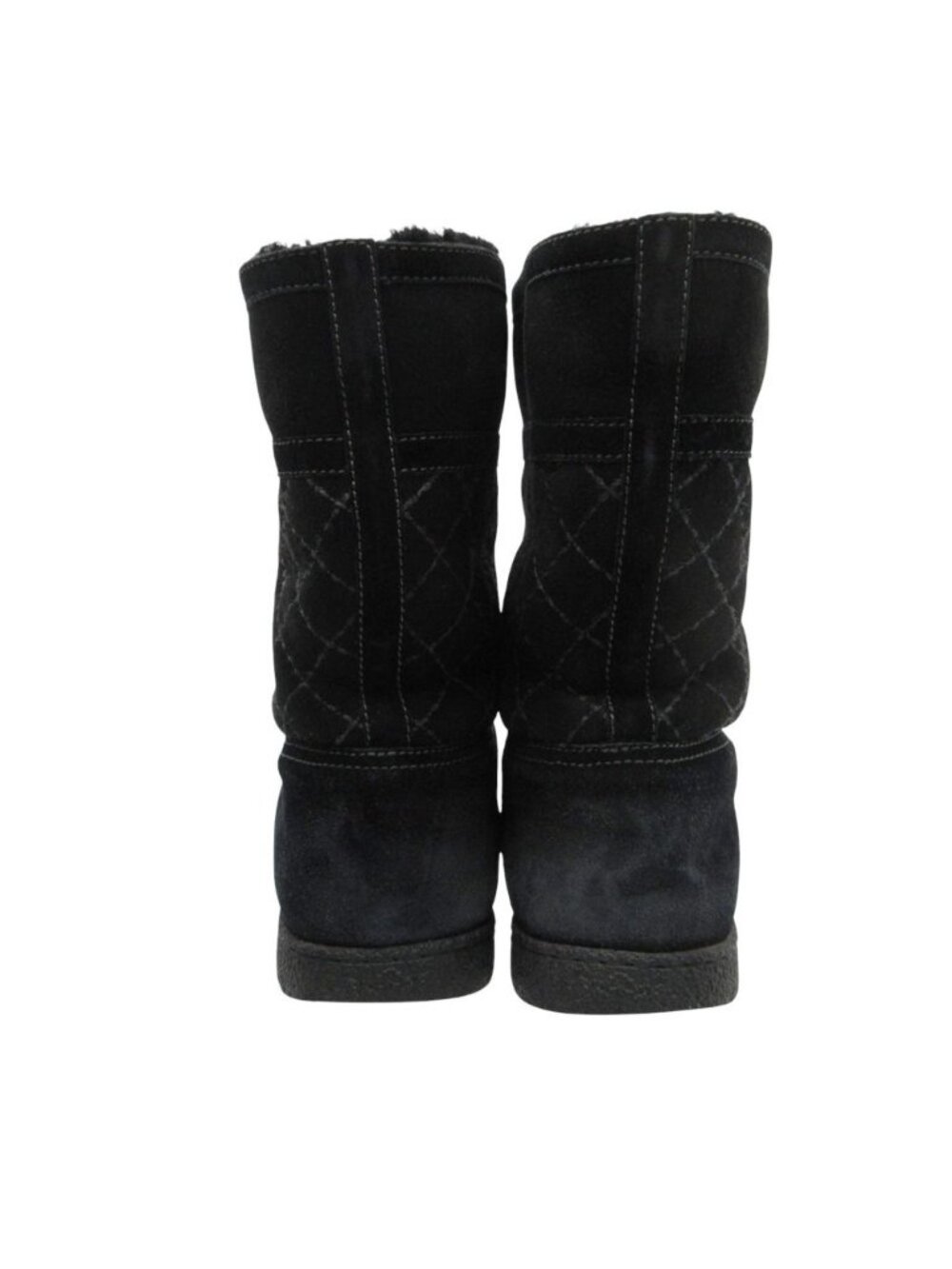 Chanel Boots CC Logo Quilted Shearling Boa Black - Picture 5 of 9